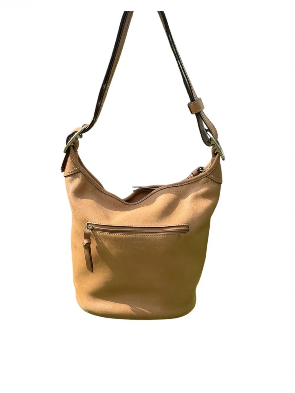 Coach Bleecker F13358 Tan Leather Bucket Hobo Shoulder Bag